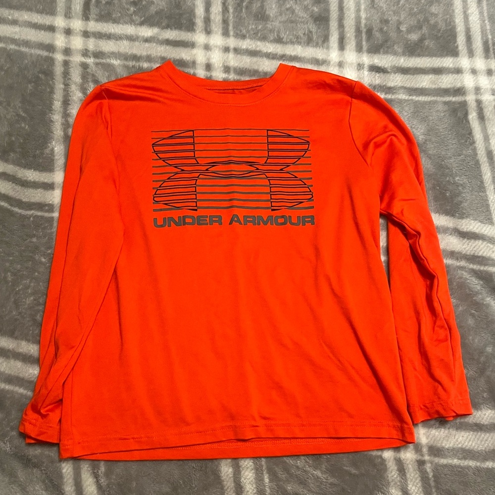 Under Armour Long Sleeve Tshirt Orange Boys Youth Small